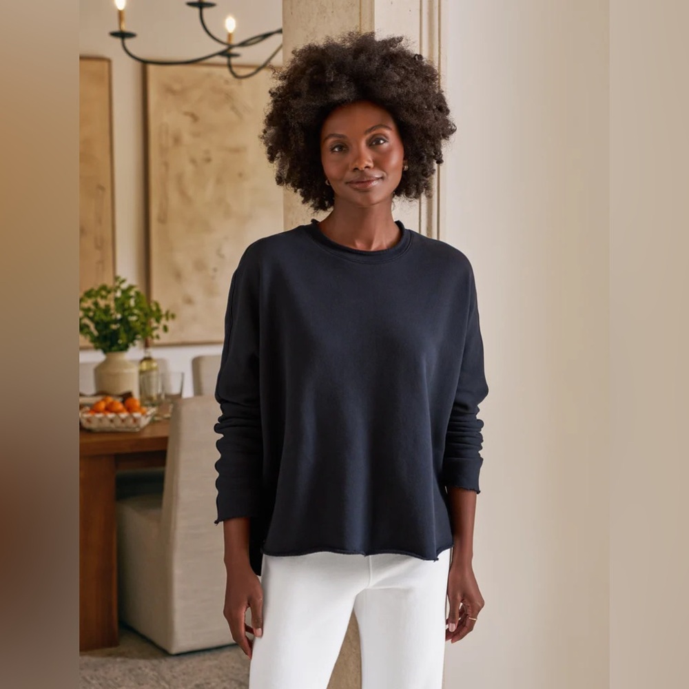 Frank & Eileen Anna Long Sleeve Capelet Top British Royal Navy